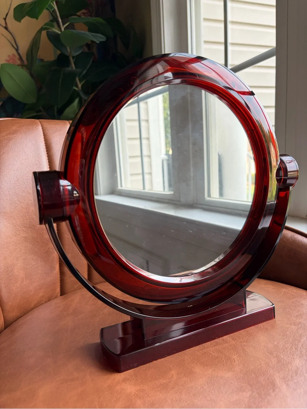 Vintage 2002 Jerdon First Class 3X Swivel Vanity Makeup Mirror Red Original Box